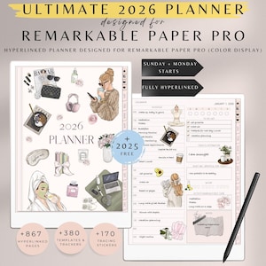 Planner 2026 for Remarkable Paper Pro, Remarkable Paper Pro Templates, Remarkable Paper Pro Planner 2026, Remarkable Paper Pro Templates