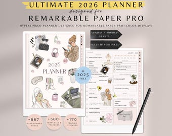 Planner 2026 for Remarkable Paper Pro, Remarkable Paper Pro Templates, Remarkable Paper Pro Planner 2026, Remarkable Paper Pro Templates