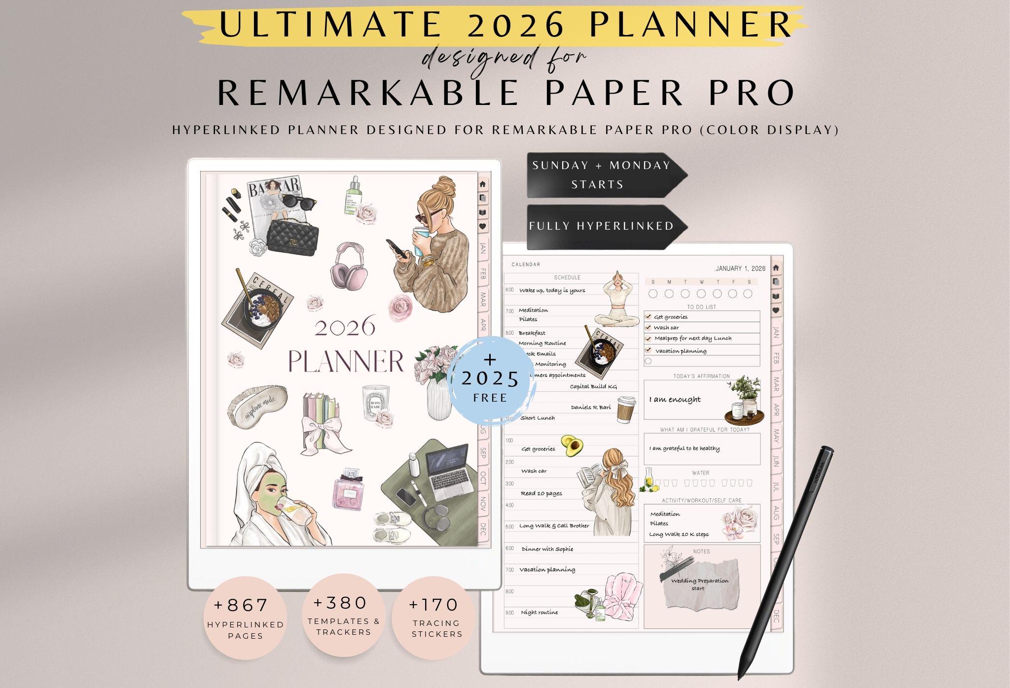 Planner 2026 for Remarkable Paper Pro, Remarkable Paper Pro Templates ...