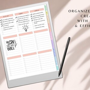 May include: A digital planner with a pink and white color scheme. The planner has a to-do list, urgent tasks, and work on sections. The planner also has a motivational quote that says "You can do all you will".