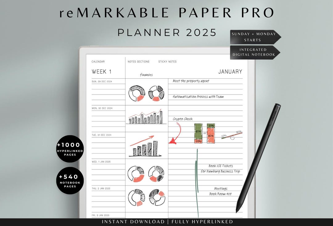 Remarkable Paper Pro Planner 2025, Remarkable Paper Pro Templates,  Remarkable Daily Planner 2025, Remarkable Notebook, Remarkable Templates -  Etsy