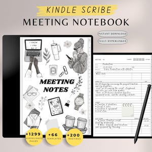 Kindle Scribe Meeting Notes, Kindle Scribe Templates, Kindle Scribe Hyperlinked Notebook, Ink Notebook, Kindle Scribe Notes, Scribe Meeting