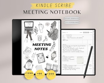 Kindle Scribe Meeting Notes, Kindle Scribe Templates, Kindle Scribe Hyperlinked Notebook, Ink Notebook, Kindle Scribe Notes, Scribe Meeting