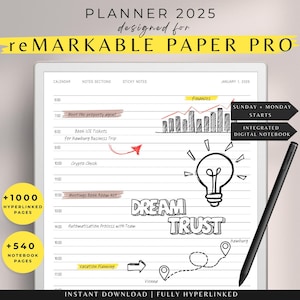 Planner 2025 designed for Remarkable Paper Pro, Remarkable Paper Pro Templates,Daily Planner 2025, Remarkable Notebook, Remarkable Templates