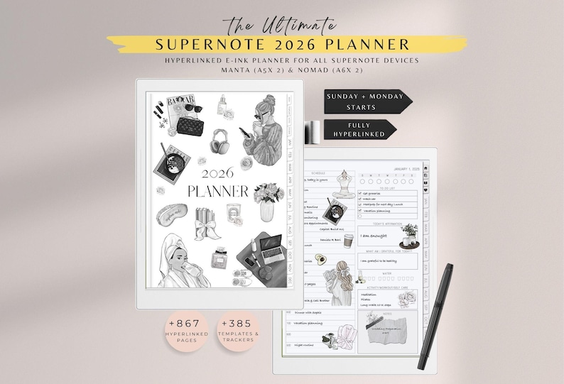 Supernote Map Template Supernote Planner 2026, Supernote Templates, Daily Weekly Hyperlinked ...