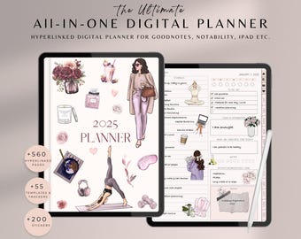 Digitale planner voor 2025, dagelijkse planner, That Girl planner, weekplanner, Goodnotes planner 2025, iPad planner, maandplanner, planner voor 2025