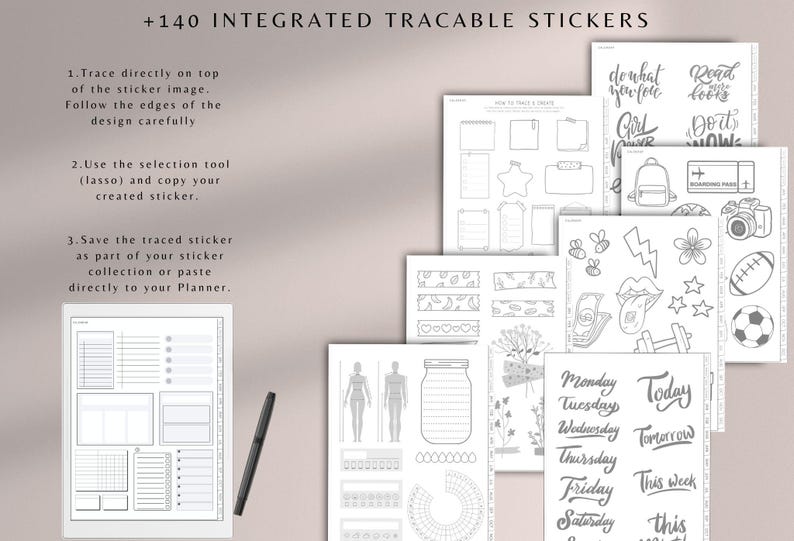 Tracable Stickerdds Prinable Supernote Planner 2026, Supernote Templates, Daily Weekly Hyperlinked ...