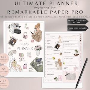 Planner designed for Remarkable Paper Pro, Remarkable Paper Pro Templates, Remarkable Daily Planner 2025, Ink Journal, Remarkable Templates