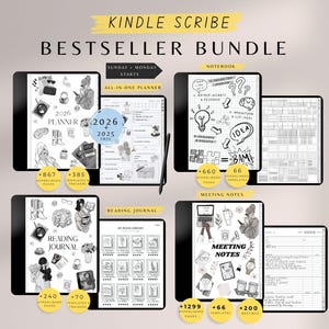 Kindle Scribe Bestseller Bundle, Kindle Scribe Planner 2026, Kindle Scribe Meeting Notes, Kindle Scribe Templates, Notebook, Reading Journal