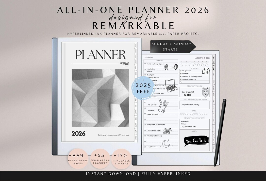 Planner 2026 for Remarkable, Remarkable Paper Pro Planner, Daily ...