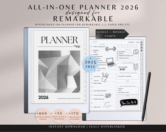 Planificador 2026 para Remarkable, Planificador Remarkable Paper Pro, Planificador diario 2026, Calendario, Planificador Remarkable 2, Plantillas Remarkable 1 y 2, Ink