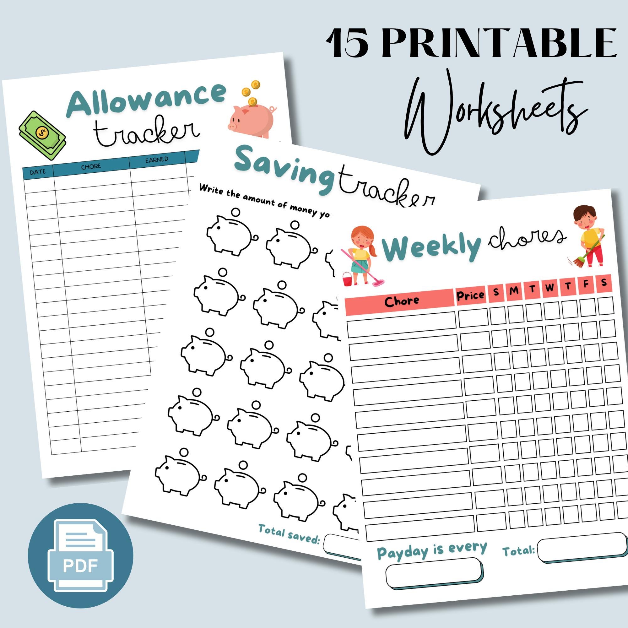 Financial Literacy Money Management Worksheets for Kids, Kids Savings ...