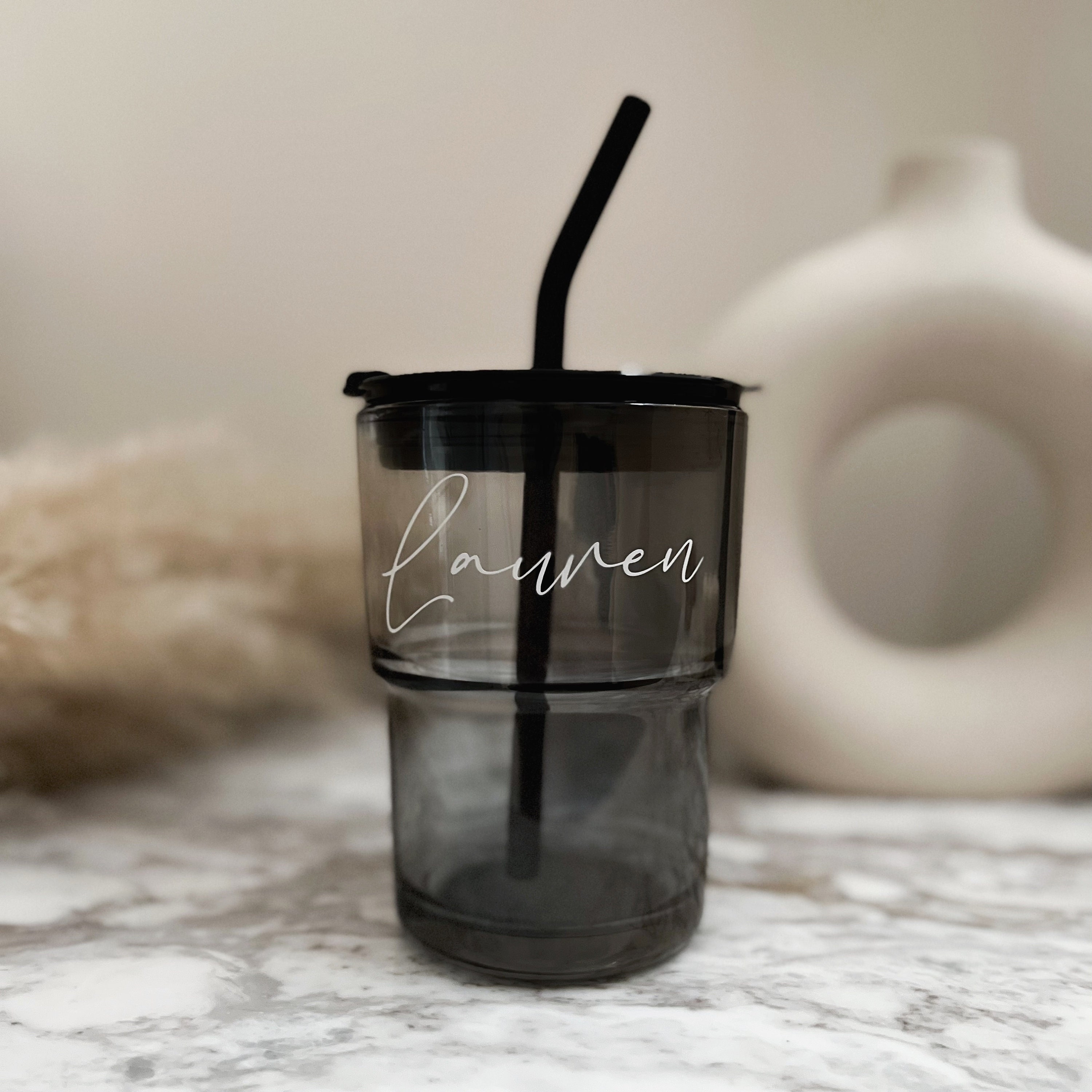 400 mL Beaker Tumbler  Reusable Straws with Bamboo Lid