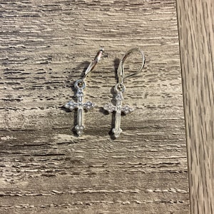 Cross Huggie Hoops