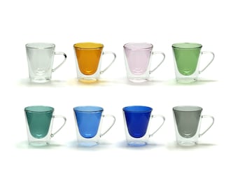 Doppelwandiges Tee-Glas 2er-Set 150 ml in verschiedenen Farben ׀ Kaffee ׀ Tee ׀ Latte Macchiato ׀ Milchkaffee ׀ Geschenk ׀ Bunt ׀ Geburtstag