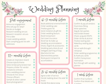 Wedding Planning Checklist printed & Laminated - Etsy