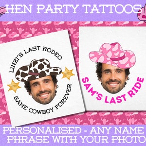 Hen party tattoos, face tattoo, custom temporary tattoos, Bachelorette Tattoos, cowgirl bachelorette, Team Bride,Hen Do Tattoos,