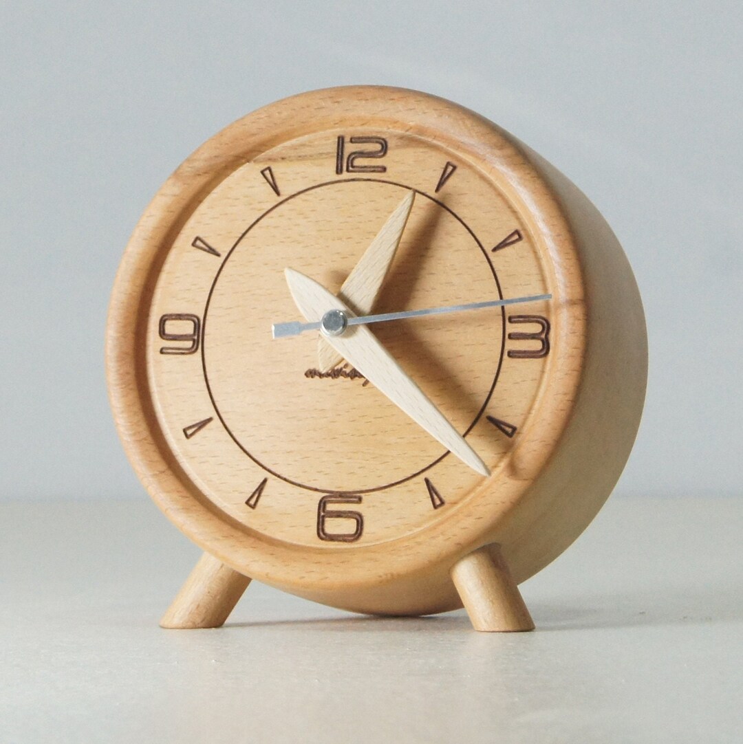 Handmade Oval Wooden Clock, Natural Table Clock From Hornbeam Wood ...