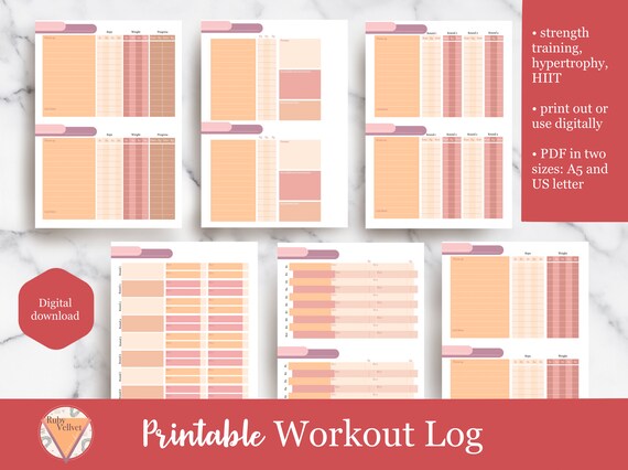 Printable Workout Log Workout Planner | Etsy