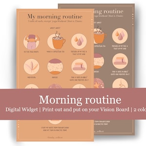 Rotina matinal, impressão digital para Vision Board