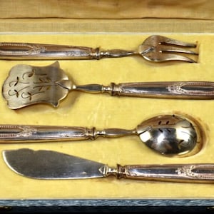 Antique French 950 Sterling Silver 4pc Hors d&#39;Oeuvres Serving Set
