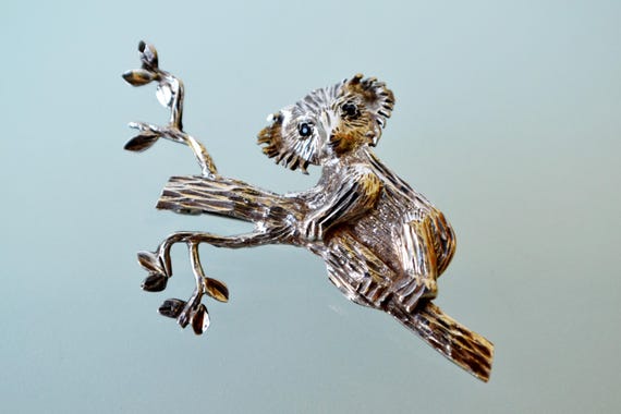 Vintage Solid Silver Brooch - Koala - scandinavia… - image 1