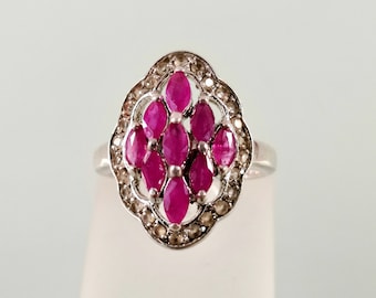 925 Silver Ring with Rubies ( tested )