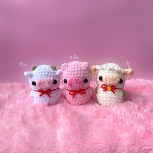 Low-sew farm animals crochet PDF pattern (pig, cow and lamb)