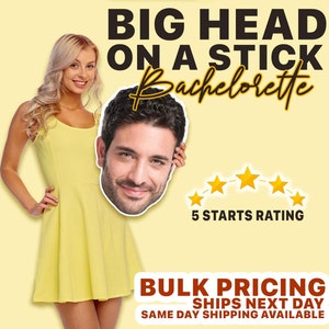 Big Personalized Face Cutouts on Sticks! Perfect for Bachelorette Celebrations. Customizable Cardboard Cutouts and Fun Fans! 12x18 inches