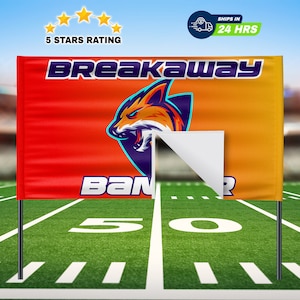 Custom Breakaway Football Banners! Show Your School Spirit with Personalized Vinyl Team Banners for Game Day and Events