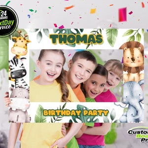 Recortes de animales, recortes personalizados, recortes de animales de la jungla y letreros de fiesta. Marco de fotos de la fiesta de cumpleaños