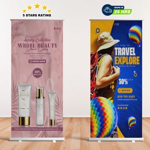 Einziehbares Banner, verstellbares Banner, Pop-up-Banner, Roll-up-Banner, Werbebanner