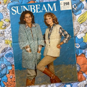Sunbeam 298 Women&#39;s Coat and Waistcoat Original Vintage Knitting Pattern 1970s