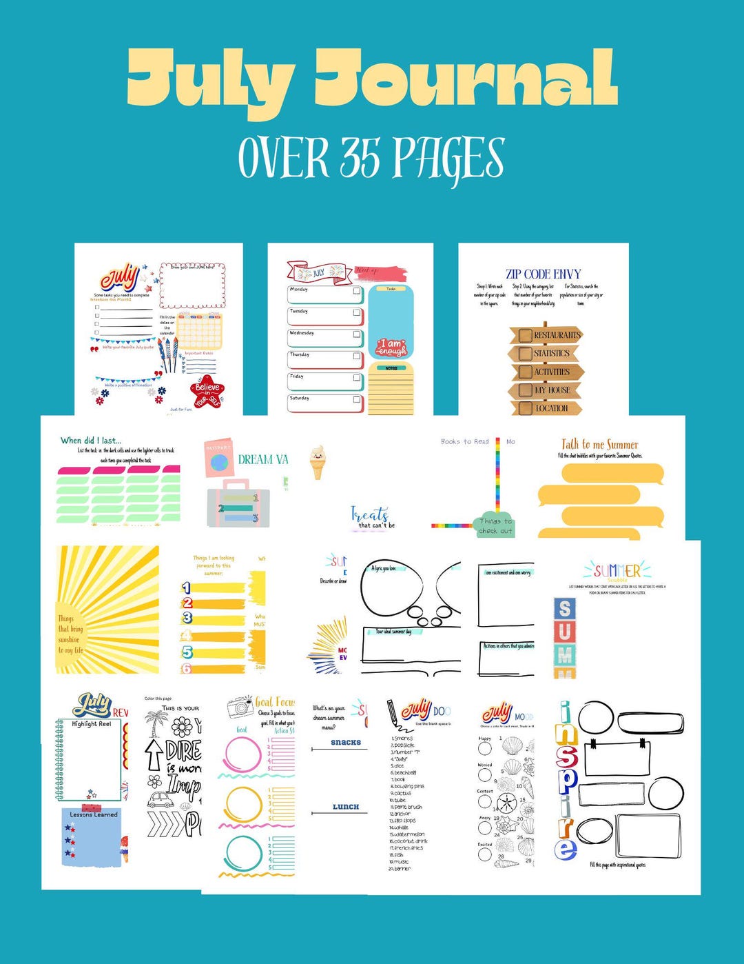 July Summer Journal - Etsy