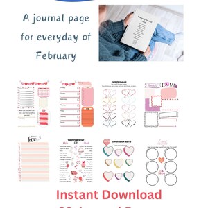 Februaridagbok: Mindful Planner med Alla hjärtans dag-tema (digital nedladdning)