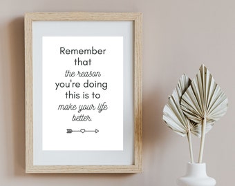 Addiction Recovery Motivational Poster, Quote Remember the Reason, Printable Home Office Decor,  Therapist Counselor Practice, Sober Gift