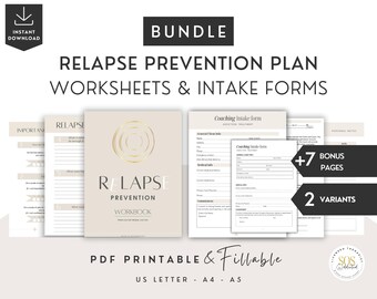 Relapse Prevention Plan And Coaching Intake Forms, Addiction Recovery Therapist Worksheets, Counselor Resources, Urge Surfing Coping Skills
