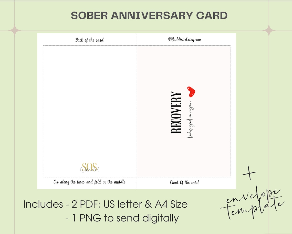 Printable Recovery Card, Digital Valentines Card, Addiction Recovery ...