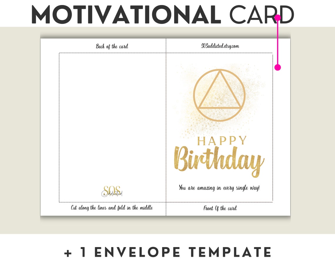 Happy Sober Birthday Card, Printable AA NA Al-anon Addiction Recovery ...