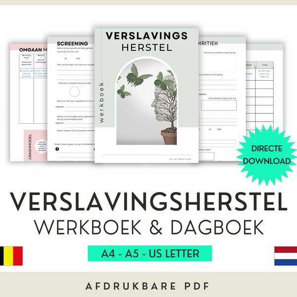 NEDERLANDS Verslavingsherstel Werkboek, Verslavingshulp bij alcoholisme en drugsverslaving, therapie oefeningen voor stoppen met drinken PDF