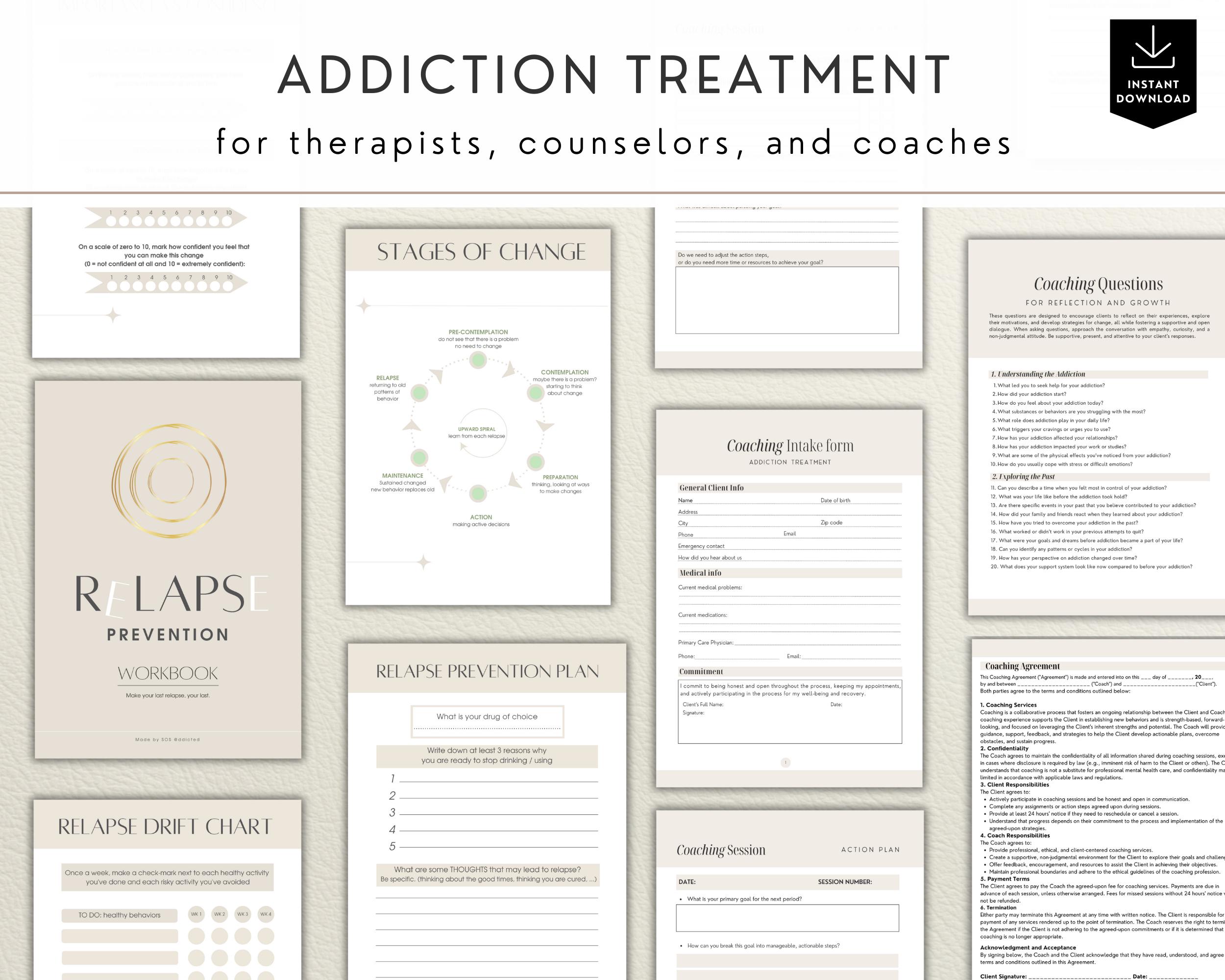 Relapse Prevention Plan and Coaching Intake Forms, Addiction Recovery ...