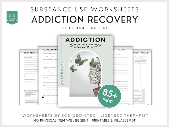 Digital Addiction Recovery Workbook – Sobriety Journal PDF with Therapy Worksheets – Relapse Prevention – Resource for Self Help & Counselor