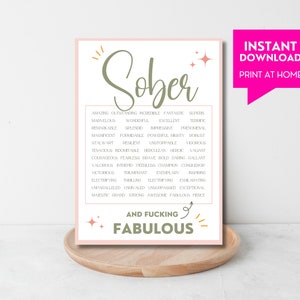 Afdrukbare motivatiekaart soberheid, jubileumkaart verslavingsherstel, pdf-download 5 x 7, nuchtere AA-groetkaart voor vrouwen