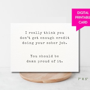 Doing The Sober Job, süße und lustige Nüchternheits-Stützkarte, Sucht-Wiederherstellungs-Digital-Grüße für ihn, AA-Nüchternheits-Geschenk für sie Soberversary