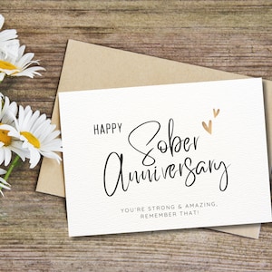 Biglietto di auguri per l'anniversario della sobrietà, compleanno di sobrietà, download immediato, biglietto digitale per l'anniversario della sobrietà, celebra le tappe del recupero, elegante