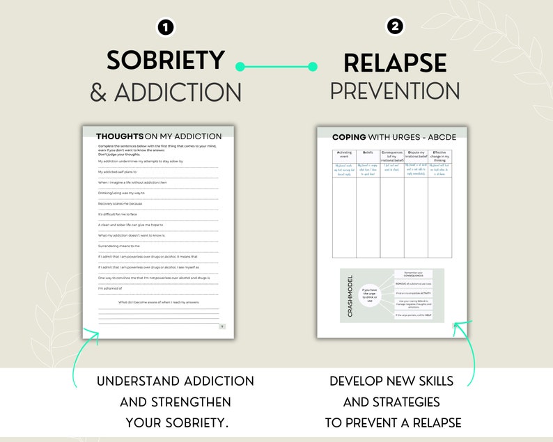 Addiction Recovery Worksheets for Counselor, Printable & Fillable