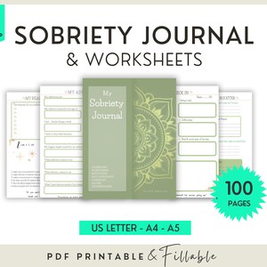 Sobriety Journal, Addiction Recovery Worksheets, Relapse Prevention, Substance Use Treatment, Sober Planners Trackers, Sobriety Gift Women