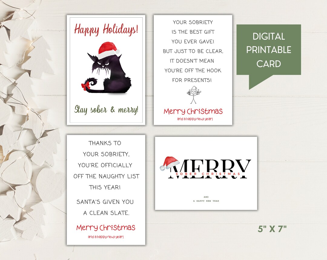 Sobriety Chirstmas Cards Set of 4 Digital and Printable PDF Etsy Sobriety Chirstmas Cards Set of 4 Digital and Printable PDF Etsy