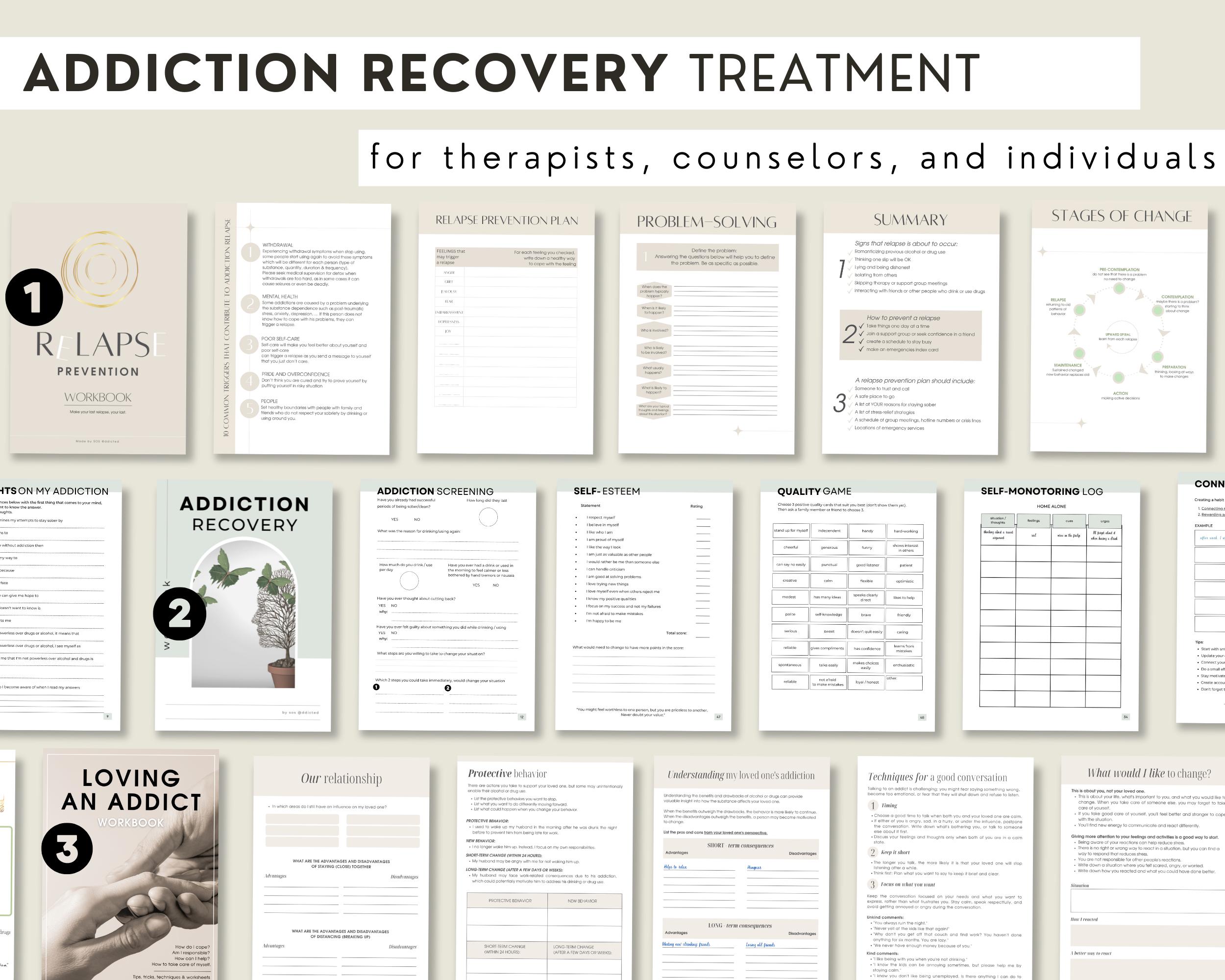 Addiction Recovery Worksheets + Relapse Prevention Plan + Loving an ...