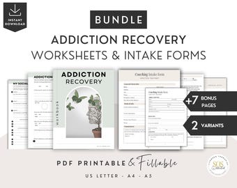 Manual de recuperación de adicciones y formularios de admisión, Acuerdo de coaching para el tratamiento del abuso de sustancias, Hojas de trabajo para la terapia del TUS, Diario de sobriedad para el TUS